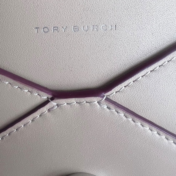 Tory Burch Smooth Leather Envelope Chain Shoulder Bag Nude, Burgundy Interior - Picture 5 of 8